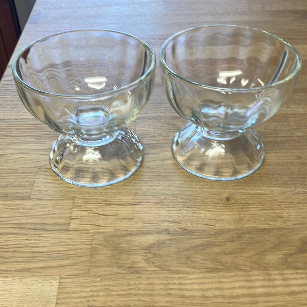 Vintage 2 set Libby serving pedestal ice cream bowls